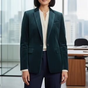 J. Crew Teal Velvet Blazer Size 00P